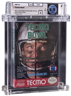 1989 NES Nintendo (USA) "Tecmo Bowl" Oval SOQ (Late Production) Sealed Game - WATA 8.0/A